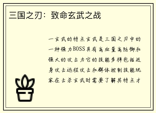 三国之刃：致命玄武之战